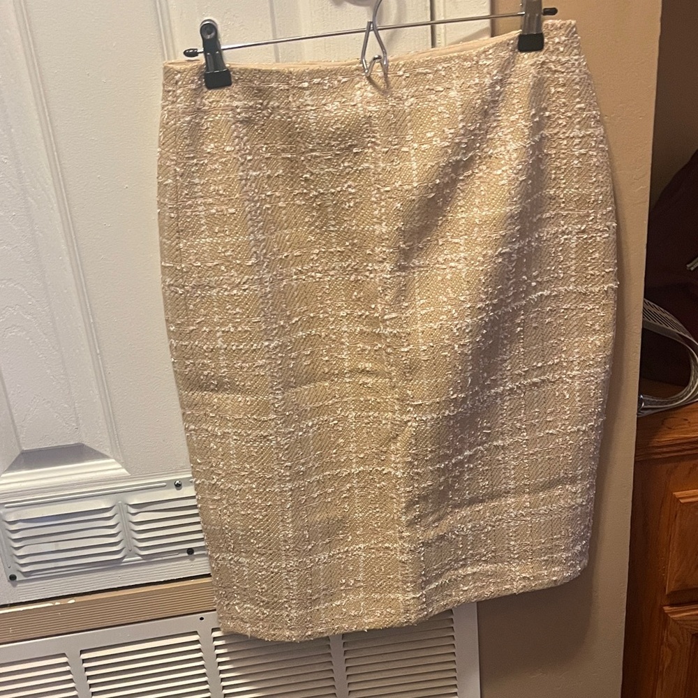 Ann Taylor Tan Tweed Pencil Skirt
